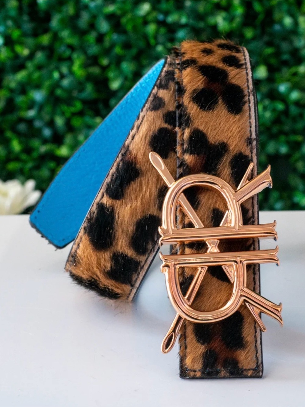 Double R by Ravi Ratan Leopard Belt Strap With Buckle Retail $595